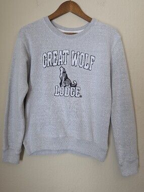 Great Wolf Lodge Sweater New York Popular Youth Sz Large Grey White Embroidered